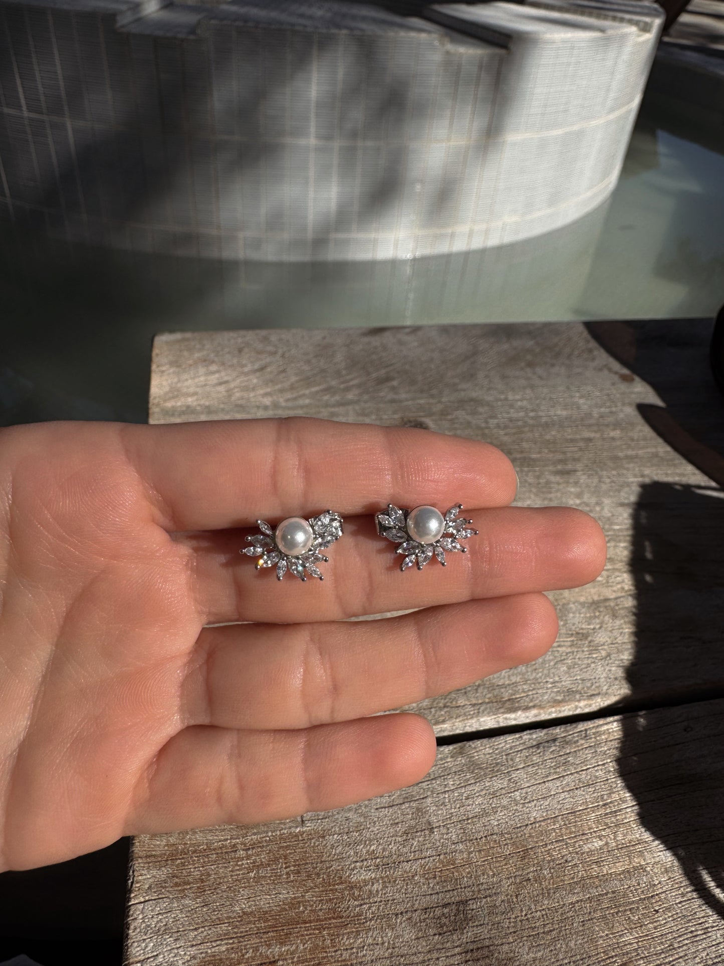 S925 Zircons pearl Studs